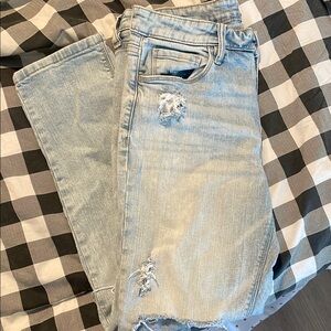 Classic Blue Straight Leg Distressed Denim